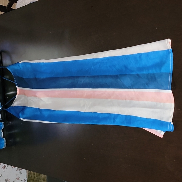 Lemlem x H&M Satiny Strappy Lightweight Flowy Sheath Slip Striped Dress Size L - Picture 4 of 11